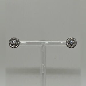 Pandora 925 Sterling Silver Milgrain 2 Way 2way Halo Stud Earrings